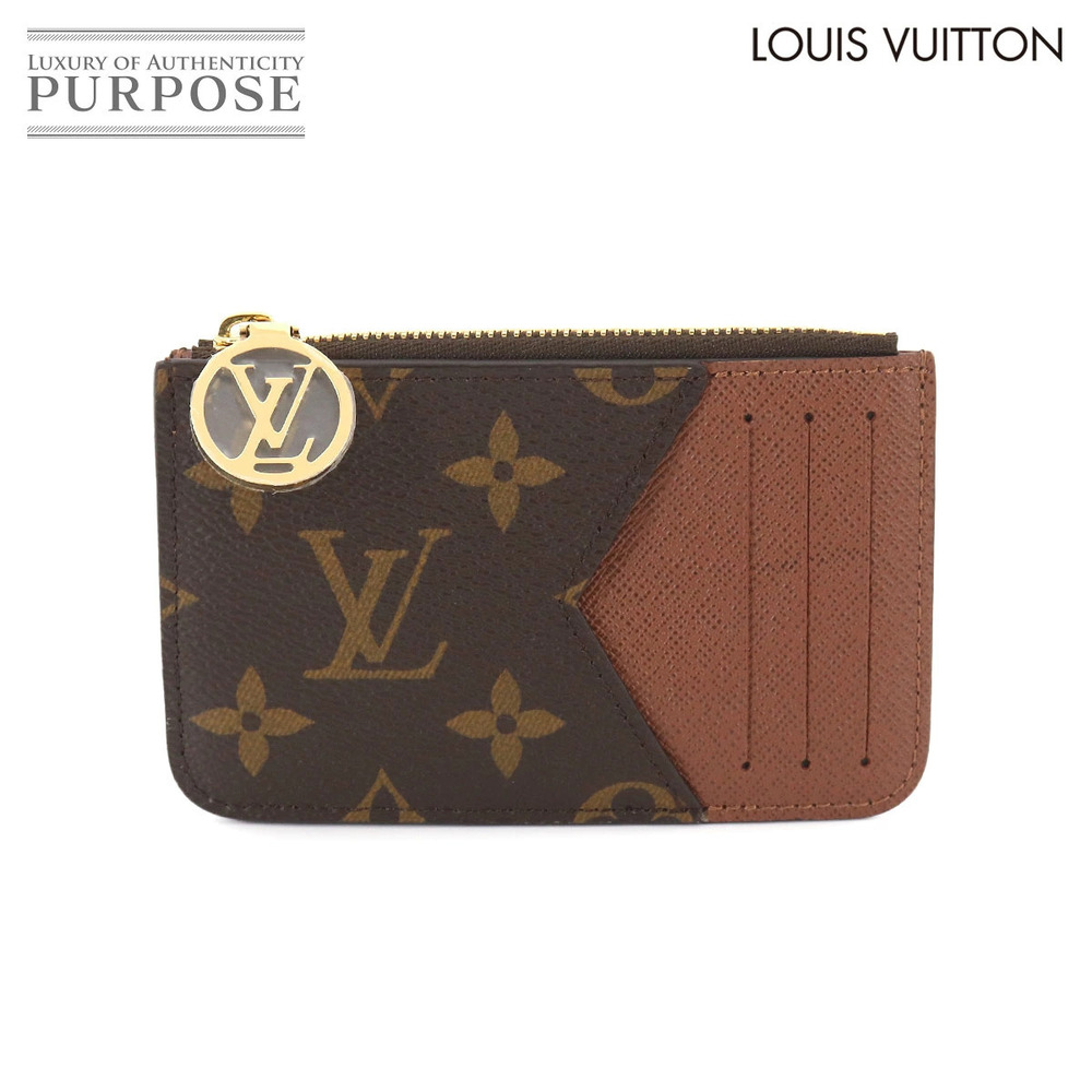 Louis Vuitton Monogram Card Wallet Portecarte Romy Coin Canvas Leather Brown